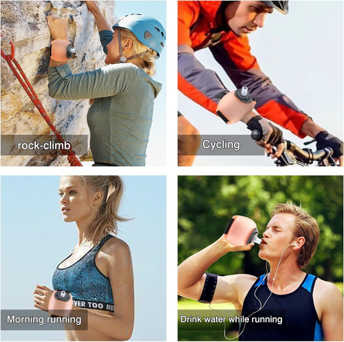 Outdoor Running Wrist Water Bottle Hand-free Wearable Adjustable Wrist Water Bottle Portable Fitness Cycling Silicone Water Cup Sports Supplies Orange 200ML