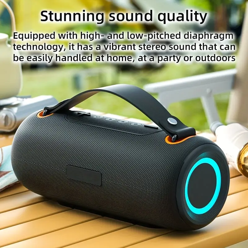 30W Portable Bluetooth Speaker with Hand Strap Colorful RGB Light Heavy Bass Sound TWS Stereo Speaker for Outdoor Use