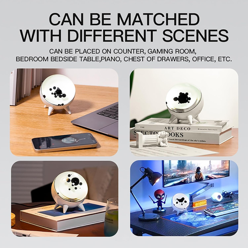 Dancing Ferrofluid Speaker - Magnetic Fluid Sound Visualizer with Music Rhythm, Ferrofluid Display Lamp for Desktop Decor, Unique Venom Toy, Creative Gifts for Festivals and Birthdays (White)