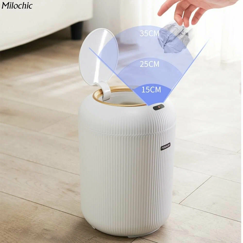 Smart Sensor Trash Can with Lid – Stylish High-End Elevated Waterproof Bin for Living Room & Bedroom