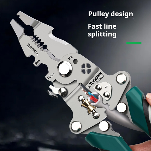 A Pair of 16 in 1 Foldable Multi-Function Industrial-Grade Tool Wire Strippers for Screw Tightening Wire Splitting Winding