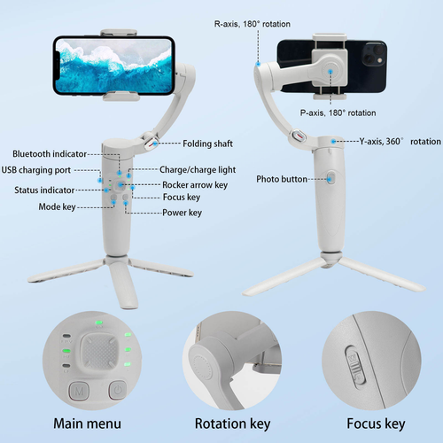 Professional 3 Axis Image Stabilization Stabilizer Gimbal Face Tracking Gesture Control for Taking Pictures Phone Selfie Stick