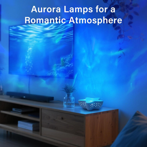 Starfish Ocean Projection Lamp, Romantic Water Ripple Night Light, Ocean Wave Projector Light, 7 Colors LED Sea Star Lamp, for Room Decor, Ambient Mood Lighting