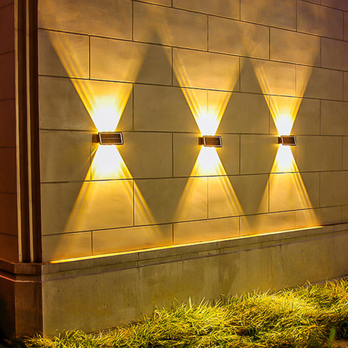 Solar Wall Lights - Up   Down Outdoor Lighting, Warm White Colorful, 4LED Wall Washers for Garden, Patio,