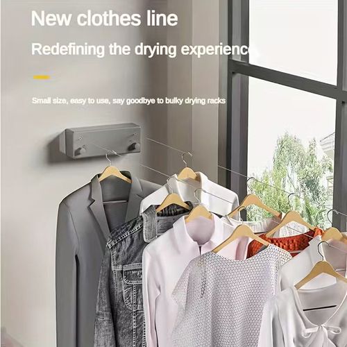 AteEco Gold Clothesline Retractable Dryer Indoor Steel Wire Double Row Clothesline Holder Hanger Clothes Drying Storage