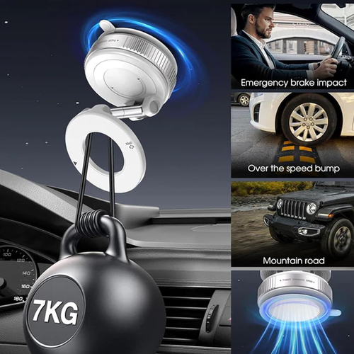 K007 Vacuum Suction Magnetic Bracket, 360° Rotatable Vacuum Suction Magnetic Car Phone Holder, for Car, Mirror, Smooth Surface (White)