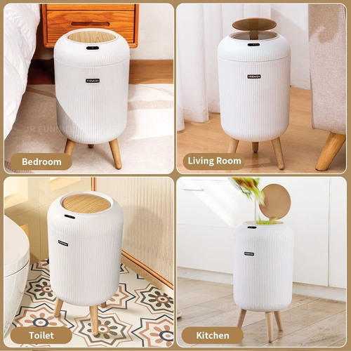 Smart Sensor Trash Can with Lid – Stylish High-End Elevated Waterproof Bin for Living Room & Bedroom