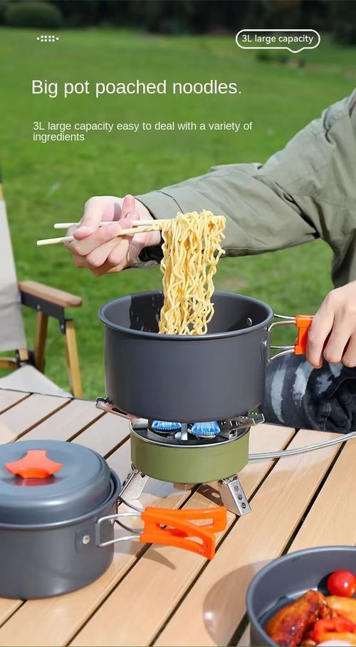 Outdoor Camping Pot Set Cookware Kit Combination 6-7 People Portable Stainless Steel Utensils for Picnic Trekking and Hiking