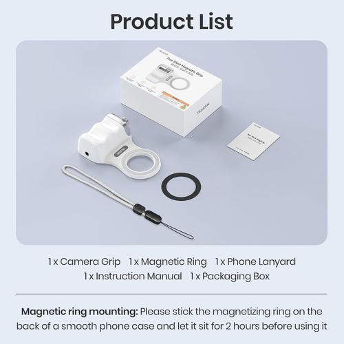 Magnetic Phone Camera Grip, Smartphone Shooting Holder Selfie Handle Snap with Wireless Shutter Button Remote for iPhone 16 15 14 13 12 Pro Max Android Cellphone Vlog Video Photography