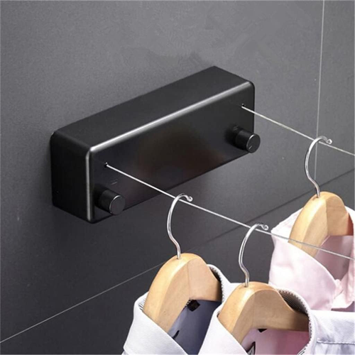 AteEco Gold Clothesline Retractable Dryer Indoor Steel Wire Double Row Clothesline Holder Hanger Clothes Drying Storage