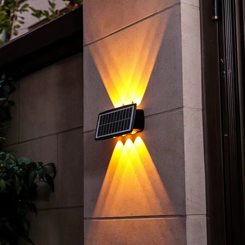 Solar Wall Lights - Up   Down Outdoor Lighting, Warm White Colorful, 4LED Wall Washers for Garden, Patio,