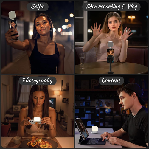 SmallRig Magnetic Selfie Light for iPhone, Phone Light with a Mirror, Instant Attachment for MagSafe, for Selfies, Video Conference, Vibe P48 White