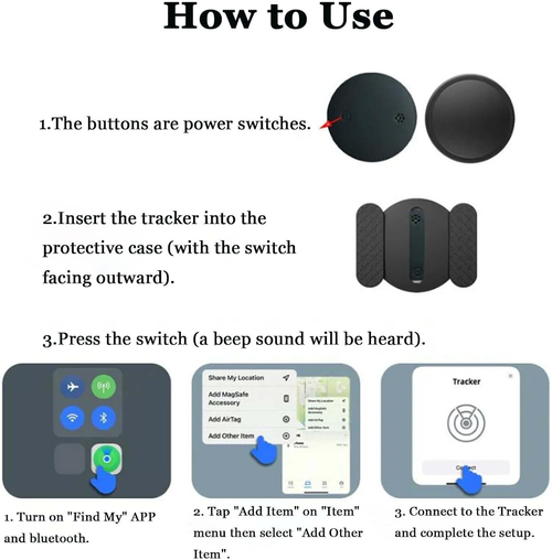 GPS Tracker, Hidden Magnetic Car Work, Magnetic Mini Gpss Trackers, for iPhone, Vehicles, Cars, Truck (Black)