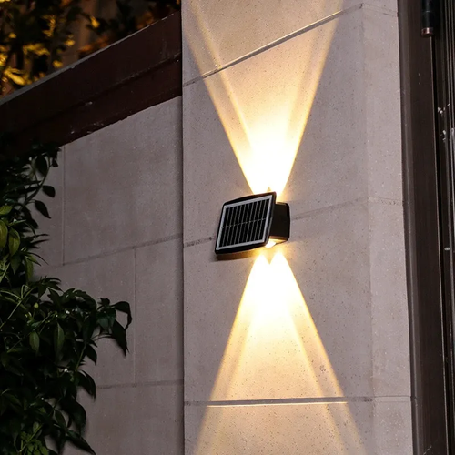 Solar Wall Lights - Up   Down Outdoor Lighting, Warm White Colorful, 4LED Wall Washers for Garden, Patio,
