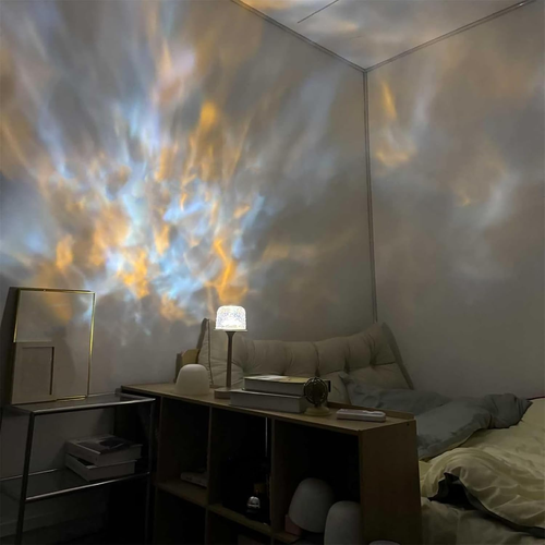 Rippleglow Dual-Mode Ambient Lamp, 16 Color Led Water Ripple Projection Lamp, Rippleglow Ambient Table Lamps, Immersive Ripple Projection Lamps for Bedroom, Party (16 Color+ Remote Control Switch)