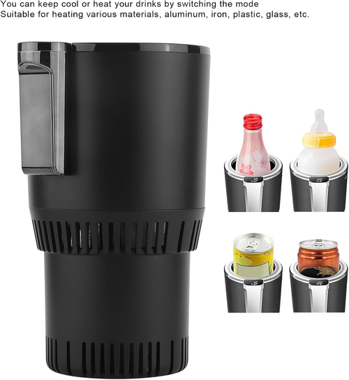 Smart Car Cup Cooler and Warmer, 2-in-1 Car Heating Cooling Cup, 12V-Car Heating Mug, Heating and Cooling Car Cup Holder, with Digital Display (black)