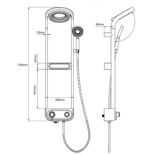 Smart New Temperature-Controlled Digital Display Shower Head Set – Thermostatic Home Shower System with Storage Shelf