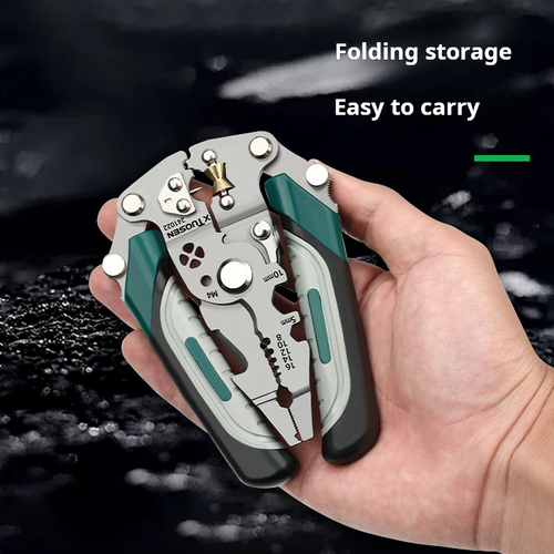 A Pair of 16 in 1 Foldable Multi-Function Industrial-Grade Tool Wire Strippers for Screw Tightening Wire Splitting Winding