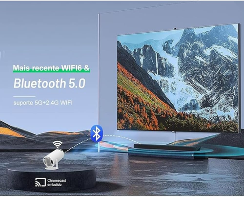Mini Projector with WiFi and Bluetooth, 4K Supported Native 1080P FHD Portable Projector with Android 11, 180° Rotatable and Aut Level Correction Outdoor Projector for Laptop  Smartphone TV Stick
