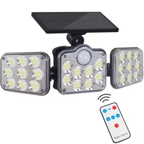Solar ao ar livre 3 Cabeça Led SMD 138 Luz Inteligente Solar Jardim Luzes Ip65 Impermeável Solar Lâmpada De Parede