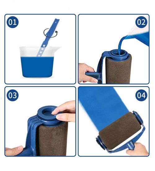 Multifuncional 6-Piece Industrial Grade Paint Brush Roller Set Criativo Espuma Sem Costura Extensão Rod Escova de Canto para Limpeza