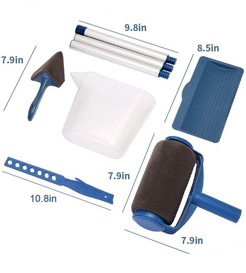 Multifuncional 6-Piece Industrial Grade Paint Brush Roller Set Criativo Espuma Sem Costura Extensão Rod Escova de Canto para Limpeza