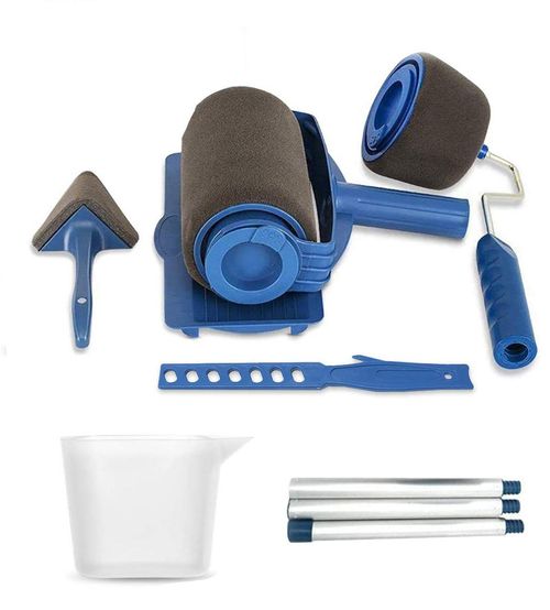 Multifuncional 6-Piece Industrial Grade Paint Brush Roller Set Criativo Espuma Sem Costura Extensão Rod Escova de Canto para Limpeza