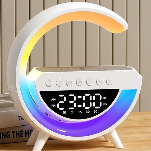 Led Colorido Acordar Sunrise Luz Música Rádio bluetooth Speaker Table Desk Despertador Digital com Carregamento Sem Fio Do Telefone