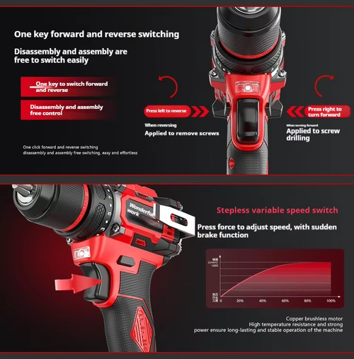 Brushless pequeno aço arma mão broca elétrica broca martelo elétrico doméstico broca recarregável lítio chave fenda elétrica
