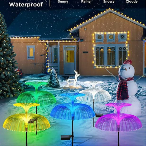 Luz de Jardim Solar em Forma de Água-Viva com Duas Cabeças, Iluminação Única em Camadas Duplas para Área Ampla, Usada para Iluminação Decorativa de Jardim