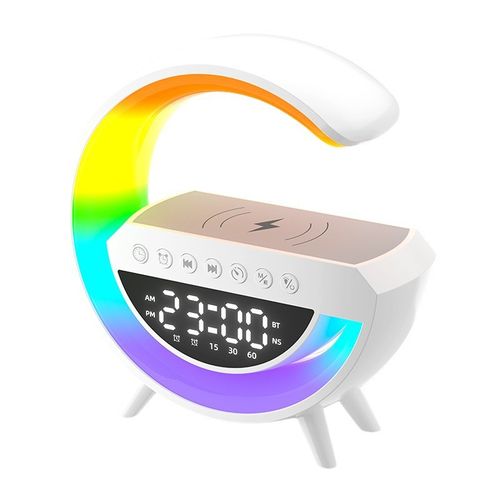 Led Colorido Acordar Sunrise Luz Música Rádio bluetooth Speaker Table Desk Despertador Digital com Carregamento Sem Fio Do Telefone