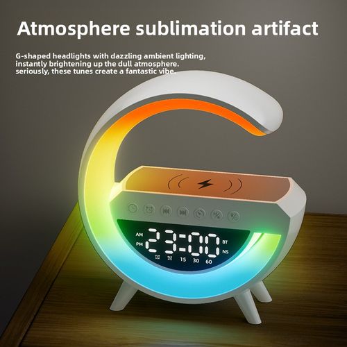 Led Colorido Acordar Sunrise Luz Música Rádio bluetooth Speaker Table Desk Despertador Digital com Carregamento Sem Fio Do Telefone