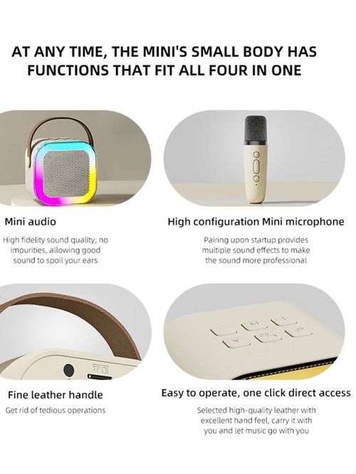 Mini microfone portátil áudio integrado casa família cantando karaoke máquina sem fio BT Outdoor Speaker