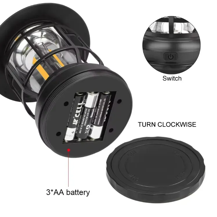 Retro camping lamp, battery-powered tent lamp, portable waterproof tent lamp, hiking tent
