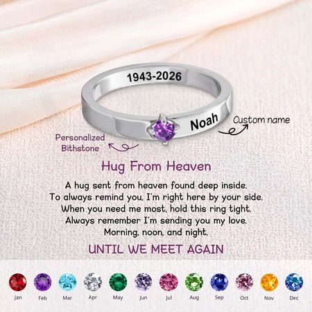 Custom commemorative ring with birthstone, personalized name-date ring