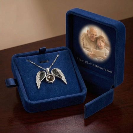 ✨Custom Angel Wings Projection Necklace-Custom Photo Memorial Necklace