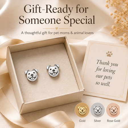 Personalized Pet Portrait Stud Earrings – Custom Photo Dog & Cat Face Earrings, Stainless Steel Pet Lover Gift