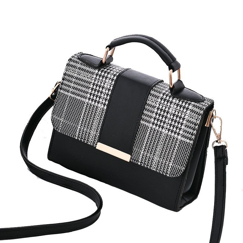 Checkered front flip shoulder bag