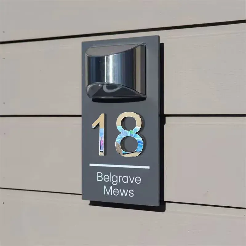 Placa de puerta moderna solar 3D personalizada