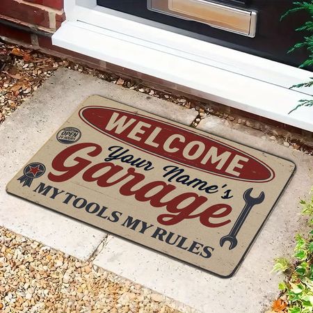 Personalized Garage Doormat: Custom Name Welcome Mat