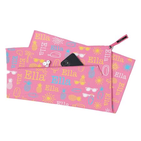 Customized name sports towel and mat with pocket for phone