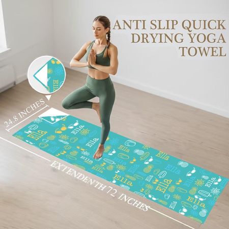 Custom Yoga Mat Towel: Towel Cover, Thick Quick Dry Custom Name Towel Cover.