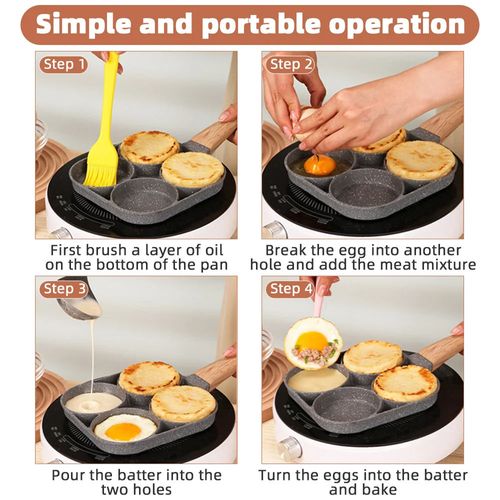 Mai Fan Shi (Maifan Stone) Non-stick Four-Hole Egg Burger Frying Pan
