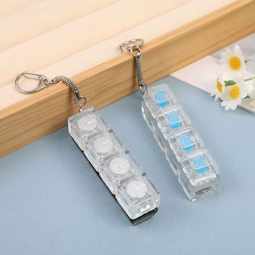 Stress Relief PC Mechanical Keyboard with 4 Clickable Backlit Keys – Fidget Keychain Toy in Multiple Colors for Sensory Stimulation and Anxiety Relief