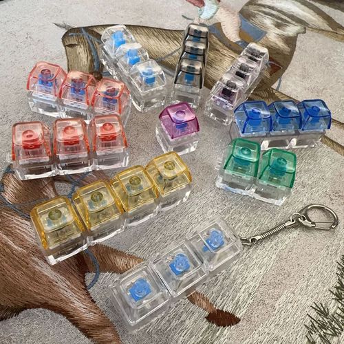 Stress Relief PC Mechanical Keyboard with 4 Clickable Backlit Keys – Fidget Keychain Toy in Multiple Colors for Sensory Stimulation and Anxiety Relief