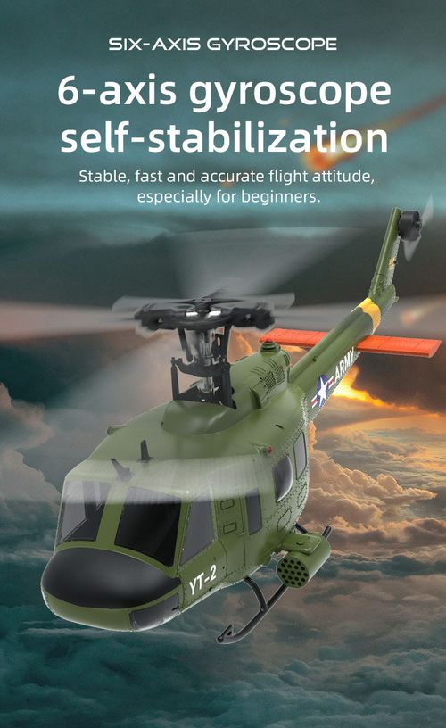 YU XIANG F07 UH-1 Huey 2.4G 6CH 1-34 Scale RC Military Helicopter Flybarless Helicopter Model Easy to Fly