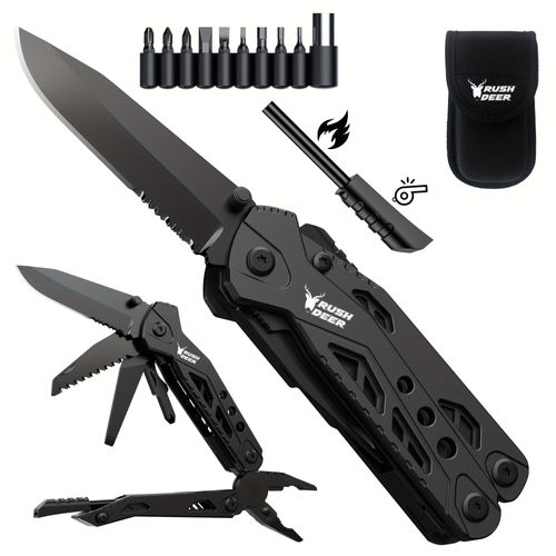 Multi-Tool Pocket Knife 16 In 1, Band Saw Blade, Blade, Pliers, Screwdriver, Bottle Opener, Folding Knife, Camping, Outdoor Survival Knife, Emergency Use, Perfect Gift For Men And Dads