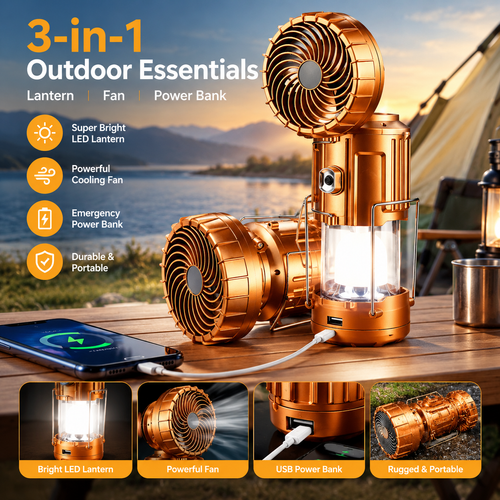 Foldable Solar  Fan Camping Lamp