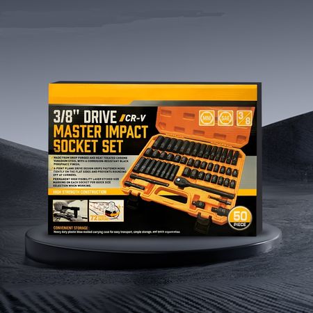 3-8 Drive SAE-Metric Impact Socket Set with Ratchet - Extensions