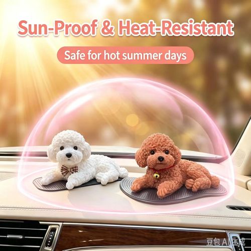 Teddy Dog Dashboard Ornament, Cute Simulation Lying Puppy Car Decoration
